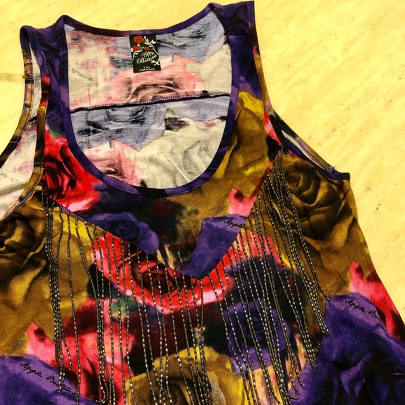 New Apple Bottles Colourful Floral Long Top Mini Dress Size M/L - Picture 3 of 8